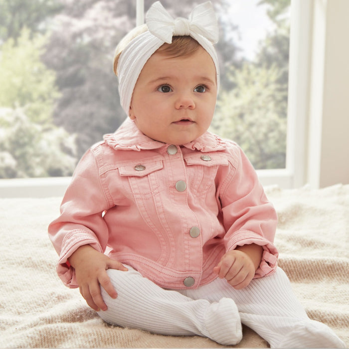 Personalised Pink Frill Denim Jacket