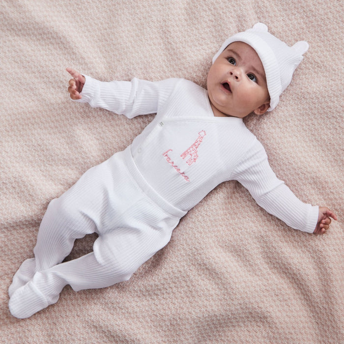 Personalised Pink Giraffe Home From The Hospital Baby Gift Set