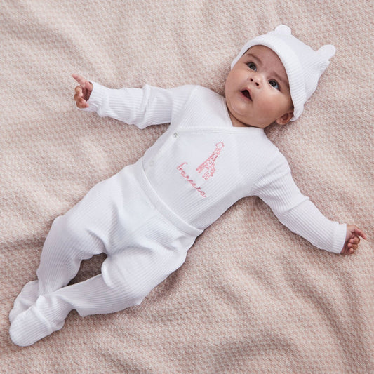 Personalised Pink Giraffe Home From The Hospital Baby Gift Set