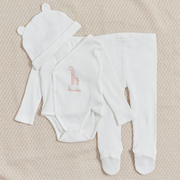 Personalised Pink Giraffe Home From The Hospital Baby Gift Set