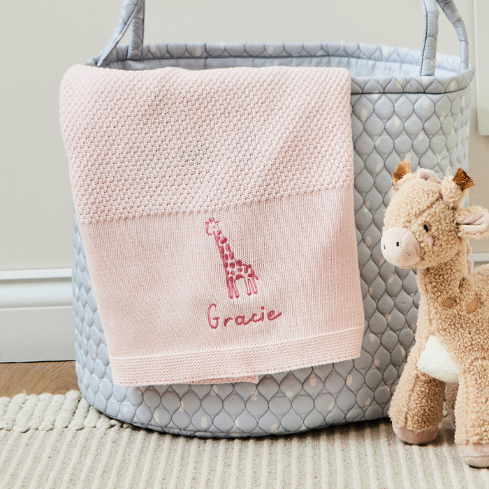 Personalised Pink Giraffe Knitted Shawl