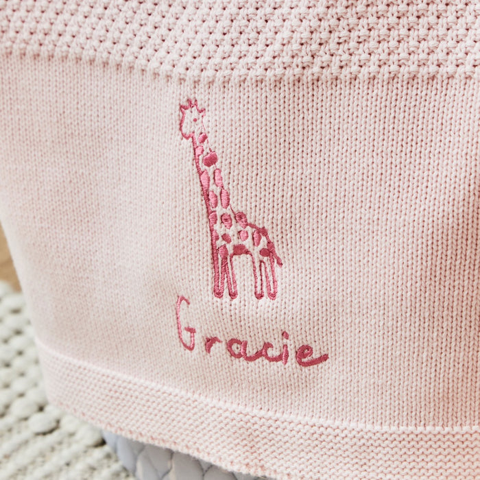 Personalised Pink Giraffe Knitted Shawl