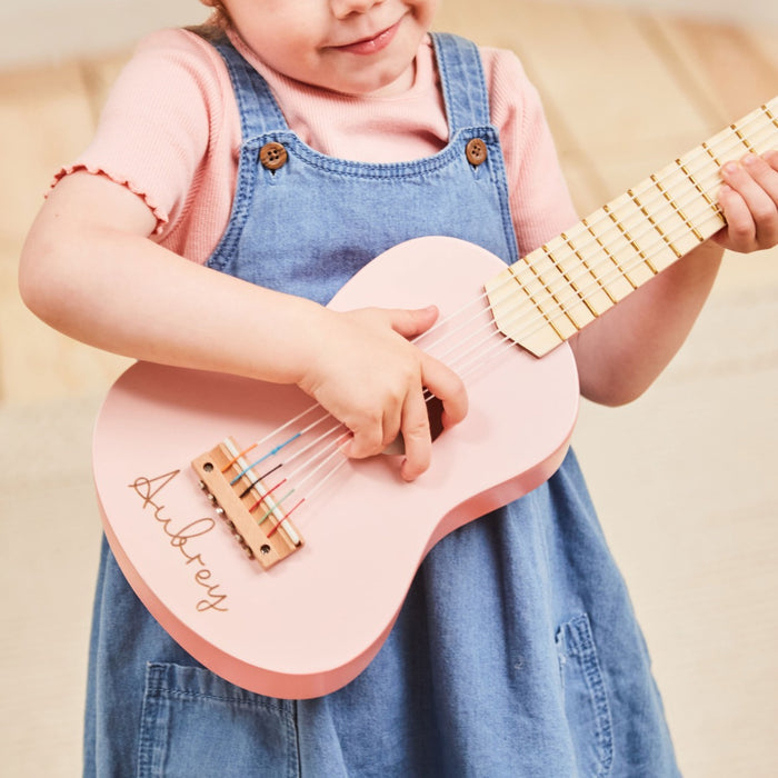 Personalised Pink Guitar Wooden Toy FSC®