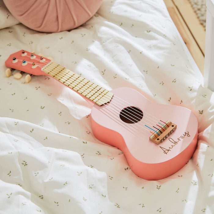 Personalised Pink Guitar Wooden Toy FSC®