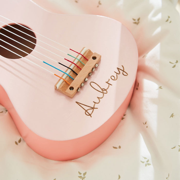 Personalised Pink Guitar Wooden Toy FSC®