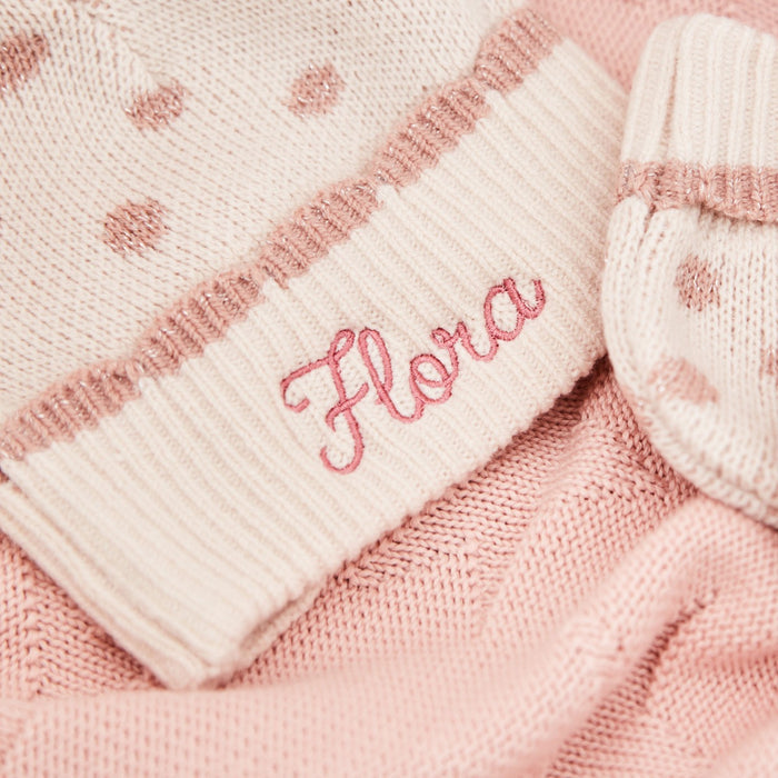 Personalised Pink Hat & Mitten Set