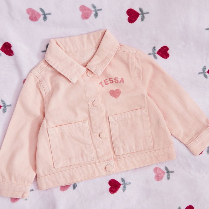 Personalised Pink Heart Denim Jacket