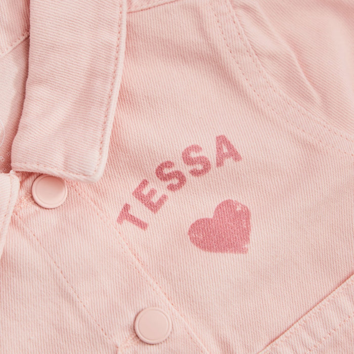 Personalised Pink Heart Denim Jacket
