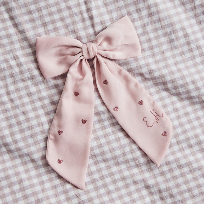 Personalised Pink Heart Hair Bow Clip