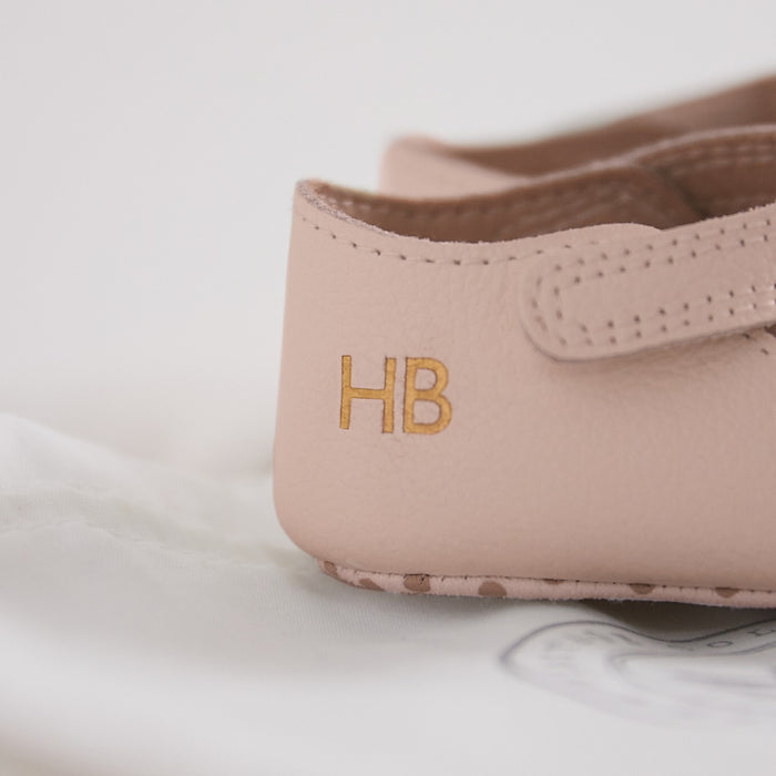 Personalised Pink Leather Pram Shoes