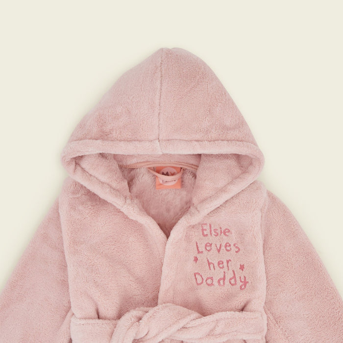 Personalised Pink ‘Loves Daddy’ Dressing Gown