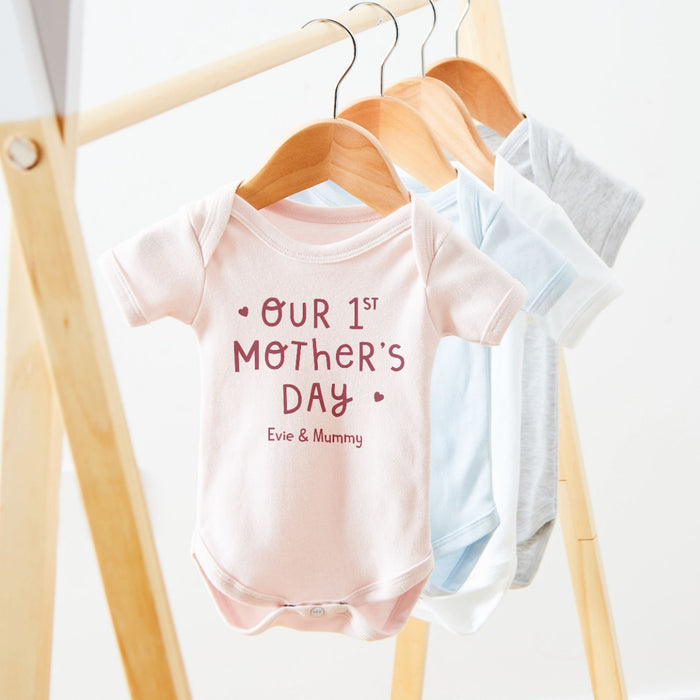 Personalised Pink Our 1st Mothers Day Bodysuit