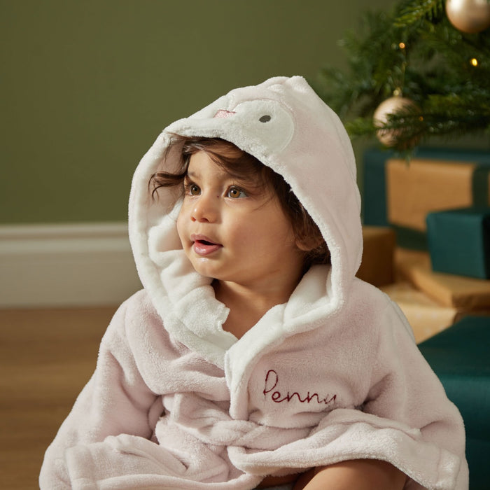 Personalised Pink Penguin Fleece Robe