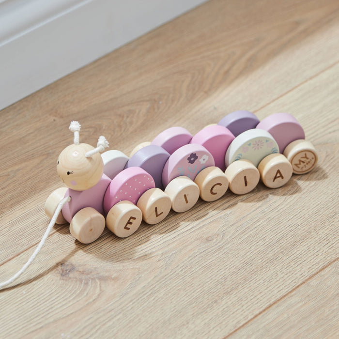 Personalised Pink Pull-Along Caterpillar FSC®