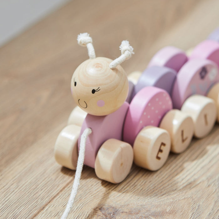 Personalised Pink Pull-Along Caterpillar FSC®