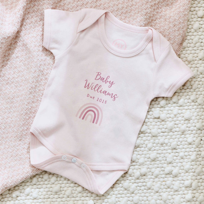 Personalised Pink Rainbow Baby Bodysuit