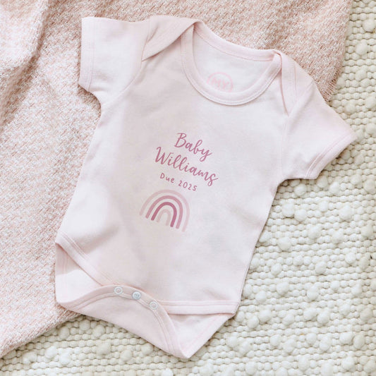 Personalised Pink Rainbow Baby Bodysuit