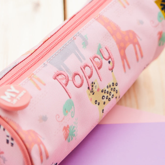 Personalised Pink Safari Pencil Case