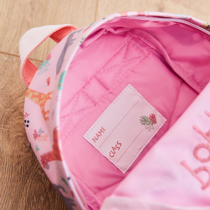Personalised Pink Safari Print Classic Mini Backpack