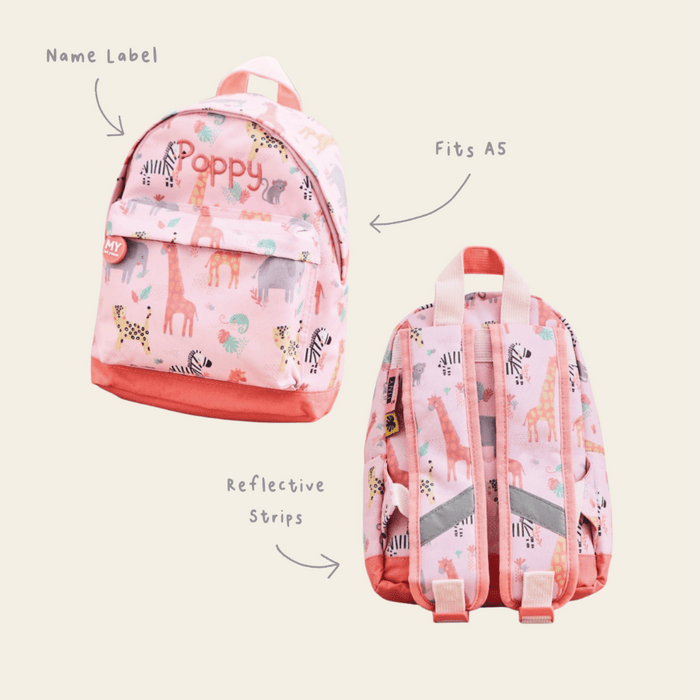 Personalised Pink Safari Print Classic Mini Backpack