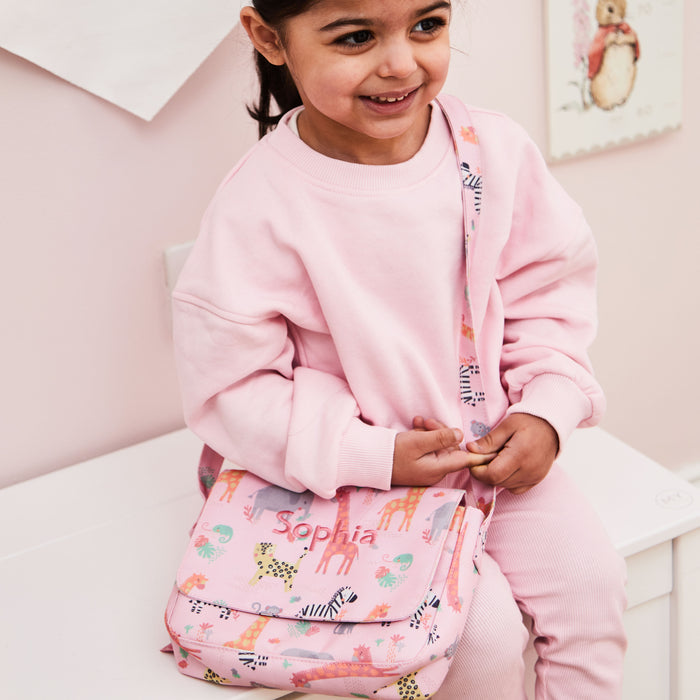 Personalised Pink Safari Print Handbag