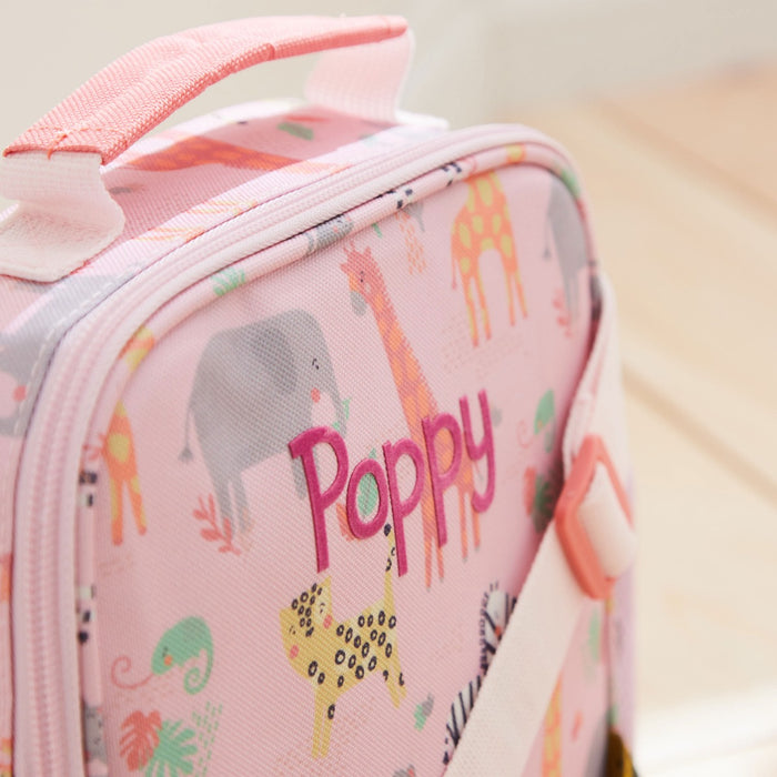 Personalised Pink Safari Print Lunch Bag