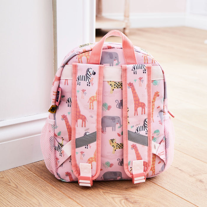 Personalised Pink Safari Print Medium Backpack