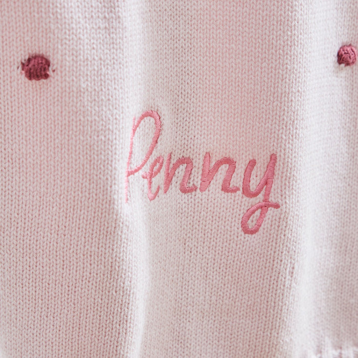 Personalised Pink Spot Bobble Blanket
