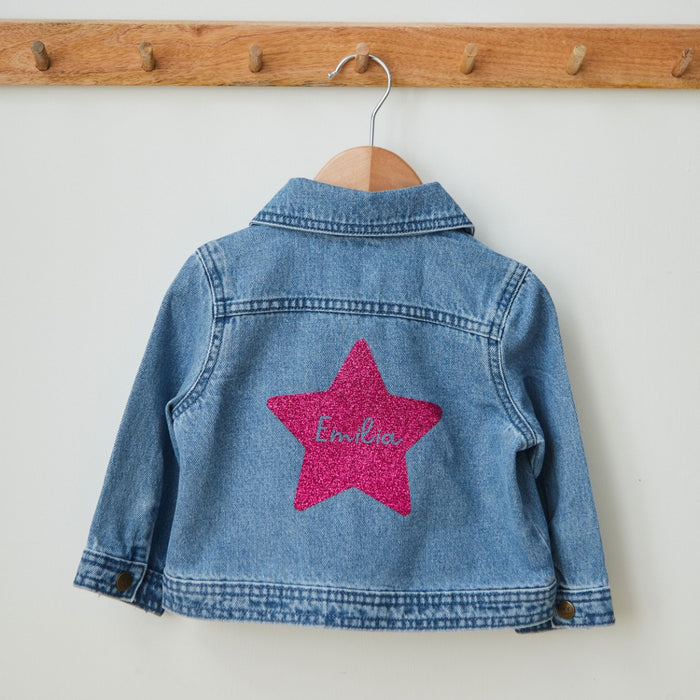 Personalised Pink Star Denim Jacket