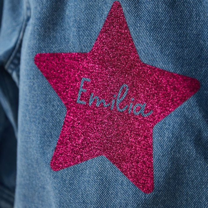 Personalised Pink Star Denim Jacket