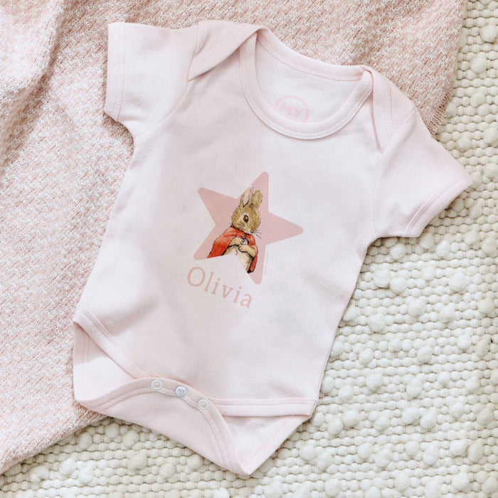 Personalised Pink Star Flopsy Bunny Bodysuit