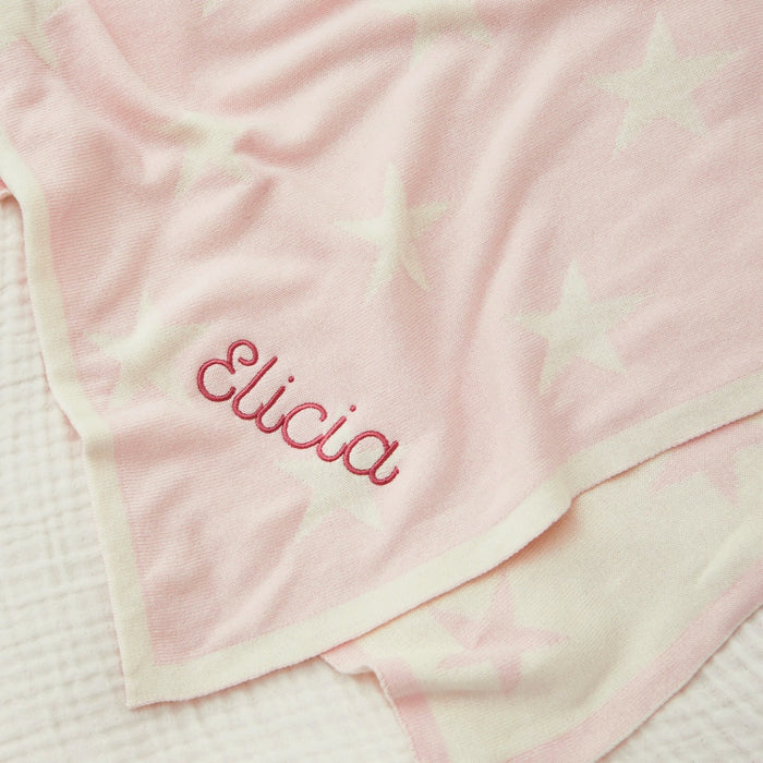 Personalised Pink Star Intarsia Baby Blanket