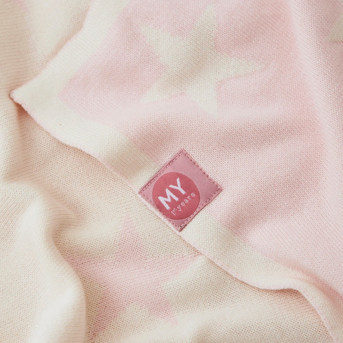 Personalised Pink Star Intarsia Baby Blanket