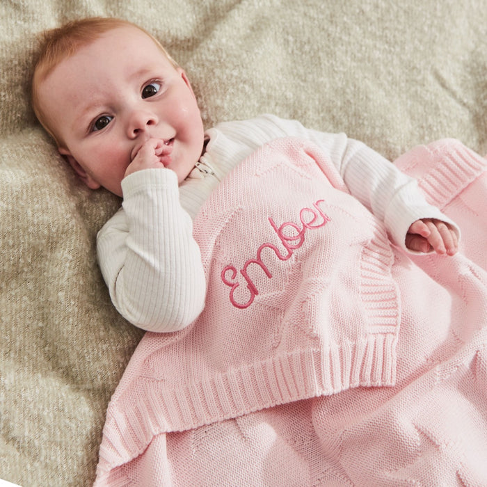 Personalised Pink Star Jacquard Baby Blanket