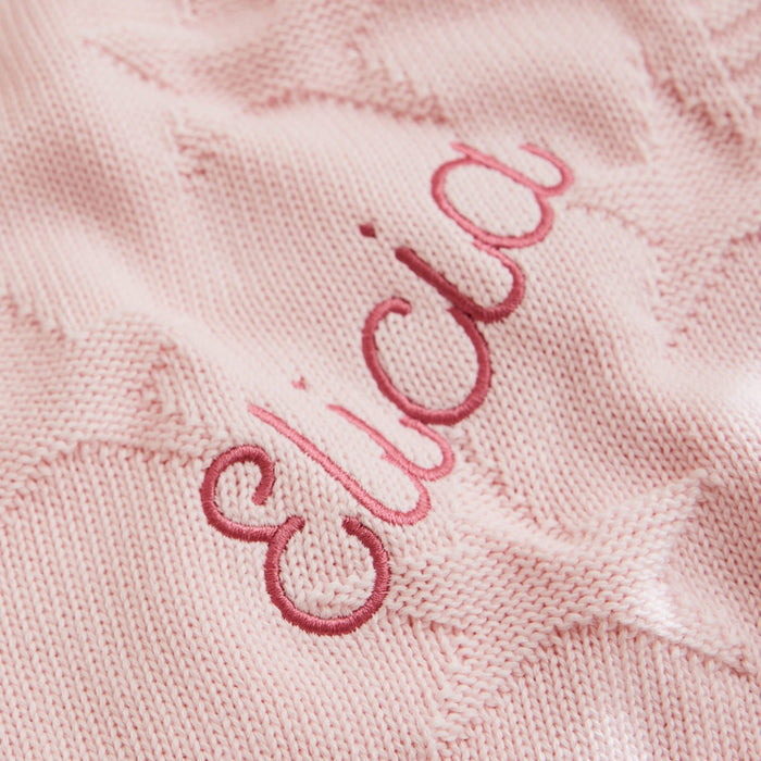 Personalised Pink Star Jacquard Baby Blanket