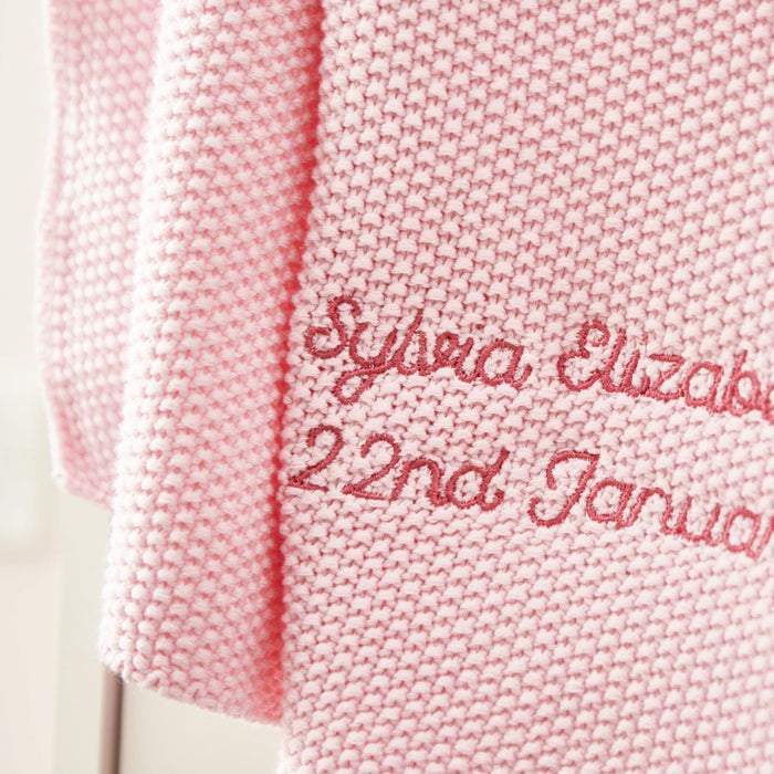 Personalised Pink Textured Knit Baby Shawl