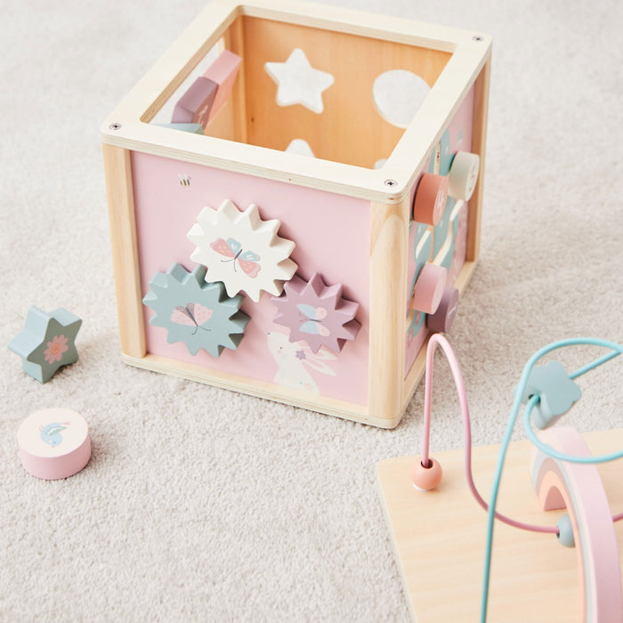 Personalised Pink Wooden Activity Cube FSC®