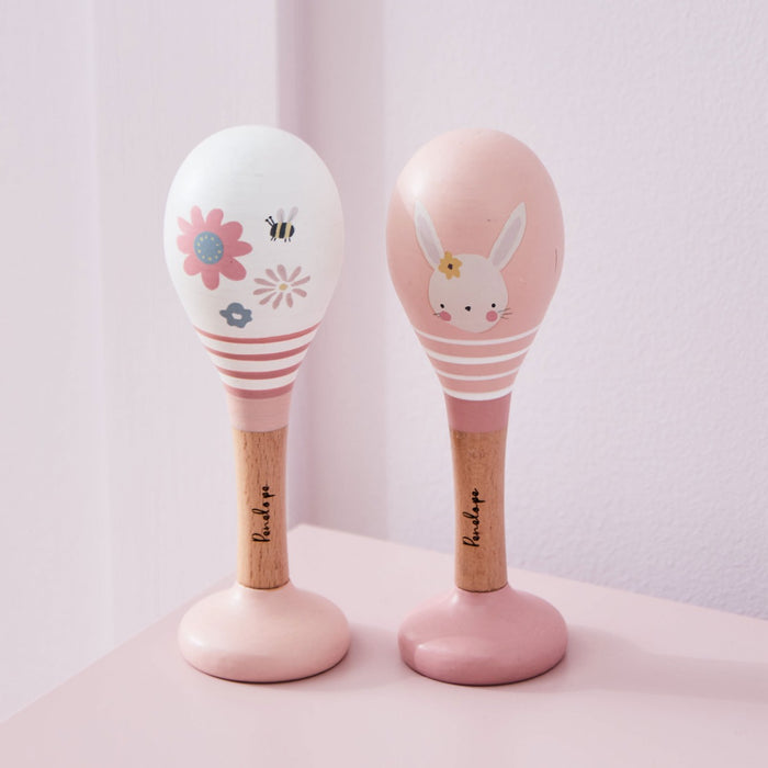 Personalised Pink Wooden Bunny Maracas FSC®