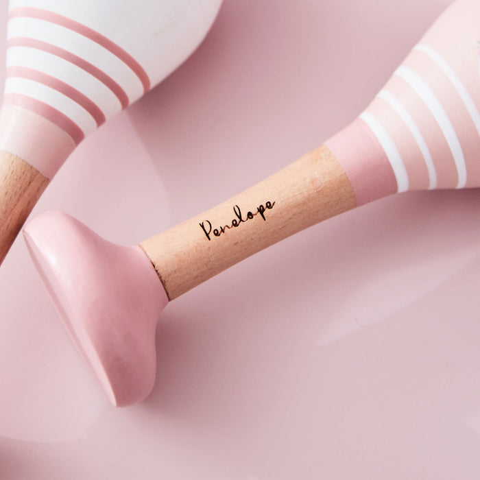 Personalised Pink Wooden Bunny Maracas FSC®