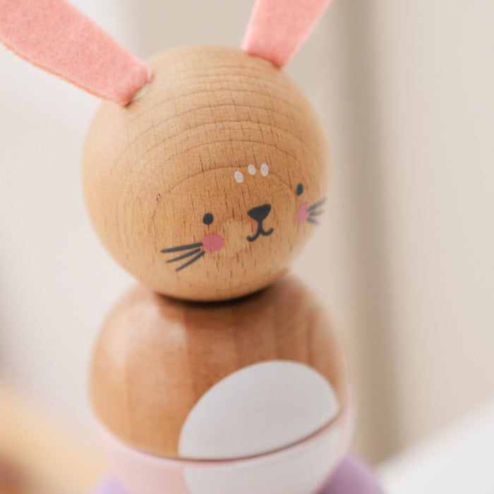 Personalised Pink Wooden Bunny Stacker Toy FSC®