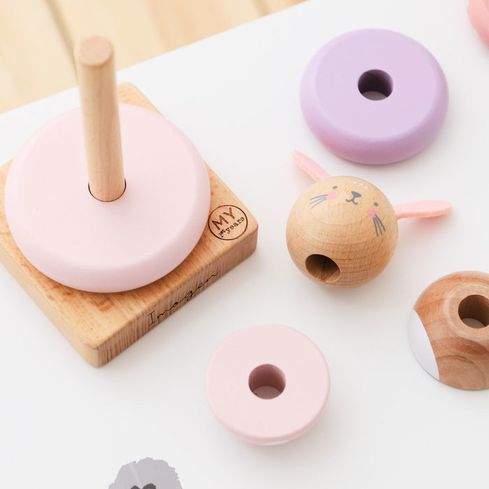 Personalised Pink Wooden Bunny Stacker Toy FSC®