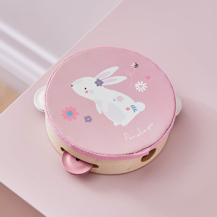 Personalised Pink Wooden Bunny Tambourine FSC®