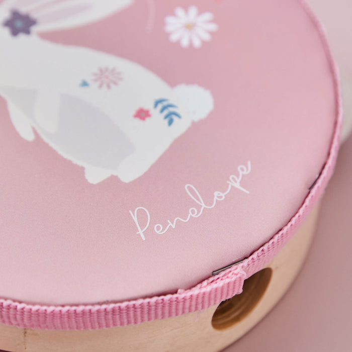 Personalised Pink Wooden Bunny Tambourine FSC®
