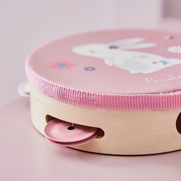 Personalised Pink Wooden Bunny Tambourine FSC®