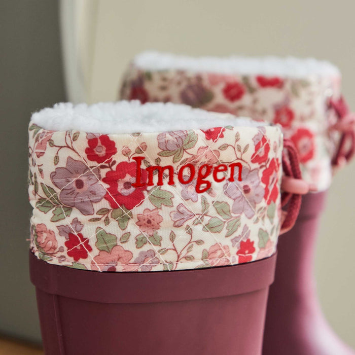 Personalised Plum Floral Welly Boots FSC®