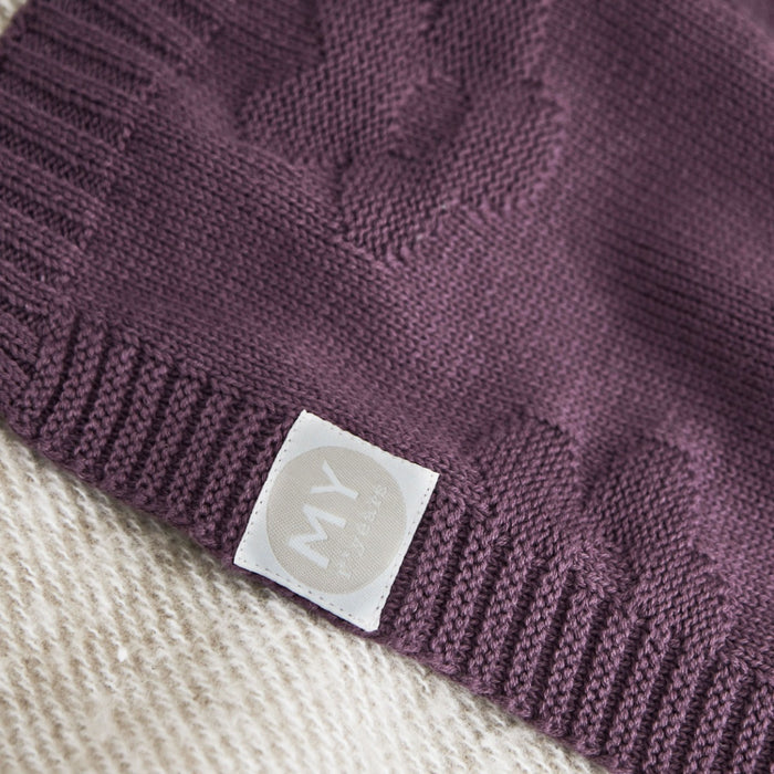 Personalised Plum Flower Jacquard Baby Blanket