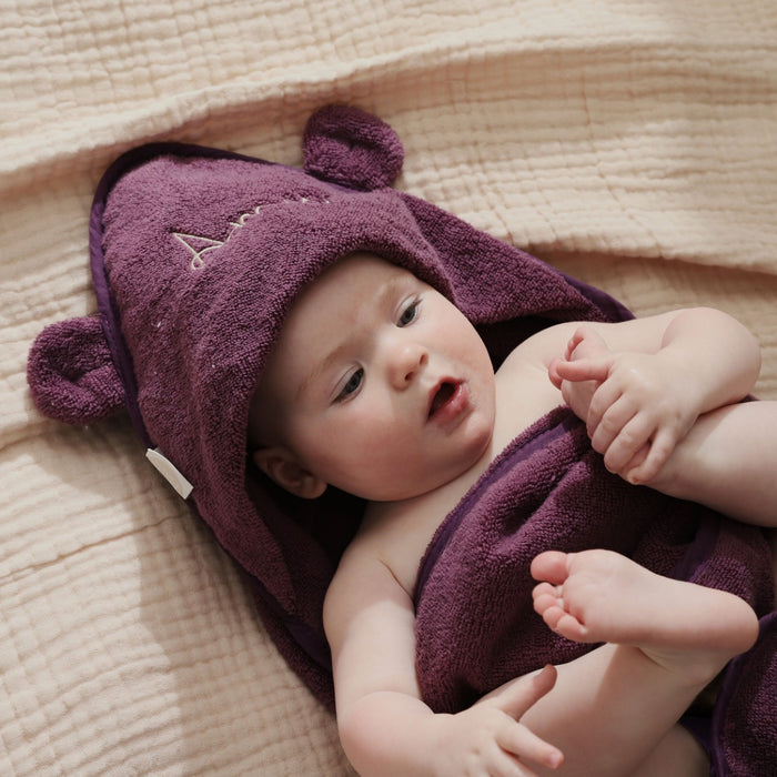 Personalised Plum Hooded Towel