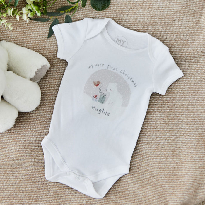 Personalised Polar Bear White Christmas Bodysuit