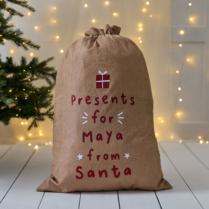 Personalised ‘Presents For’ Hessian Christmas Sack