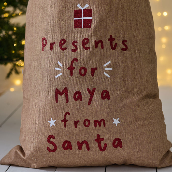 Personalised ‘Presents For’ Hessian Christmas Sack